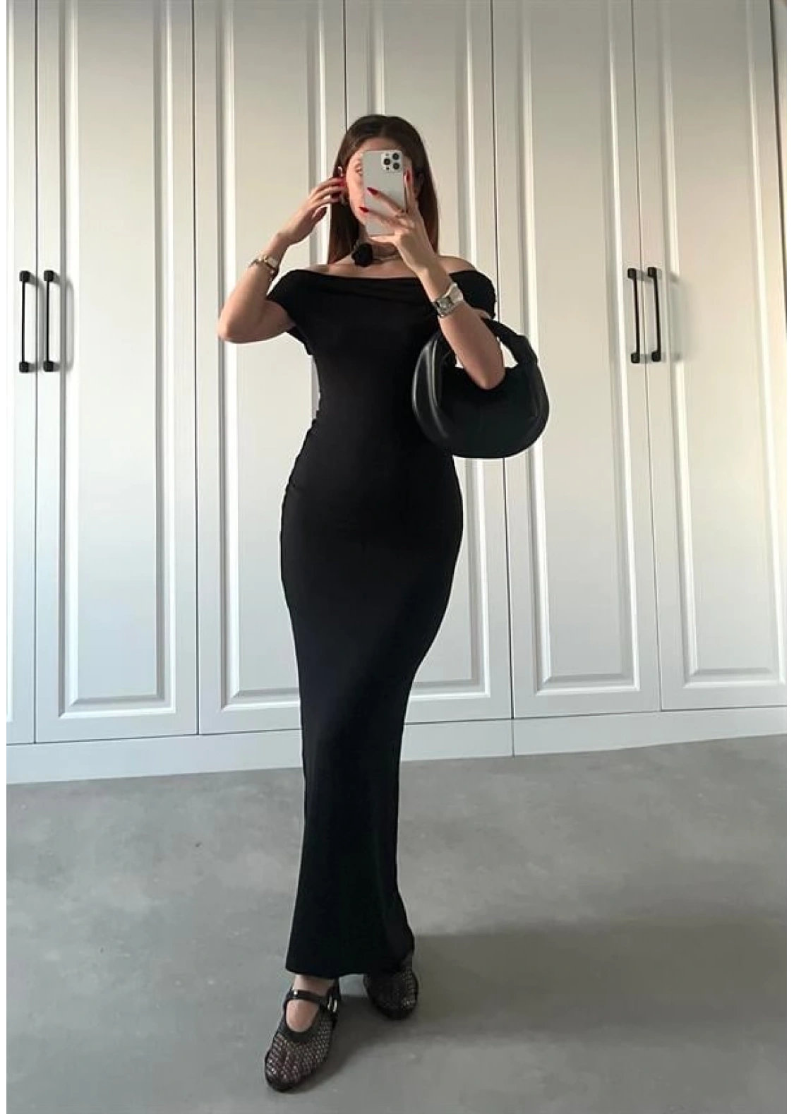 Madonna Siyah Likralı Astarlı Elbise