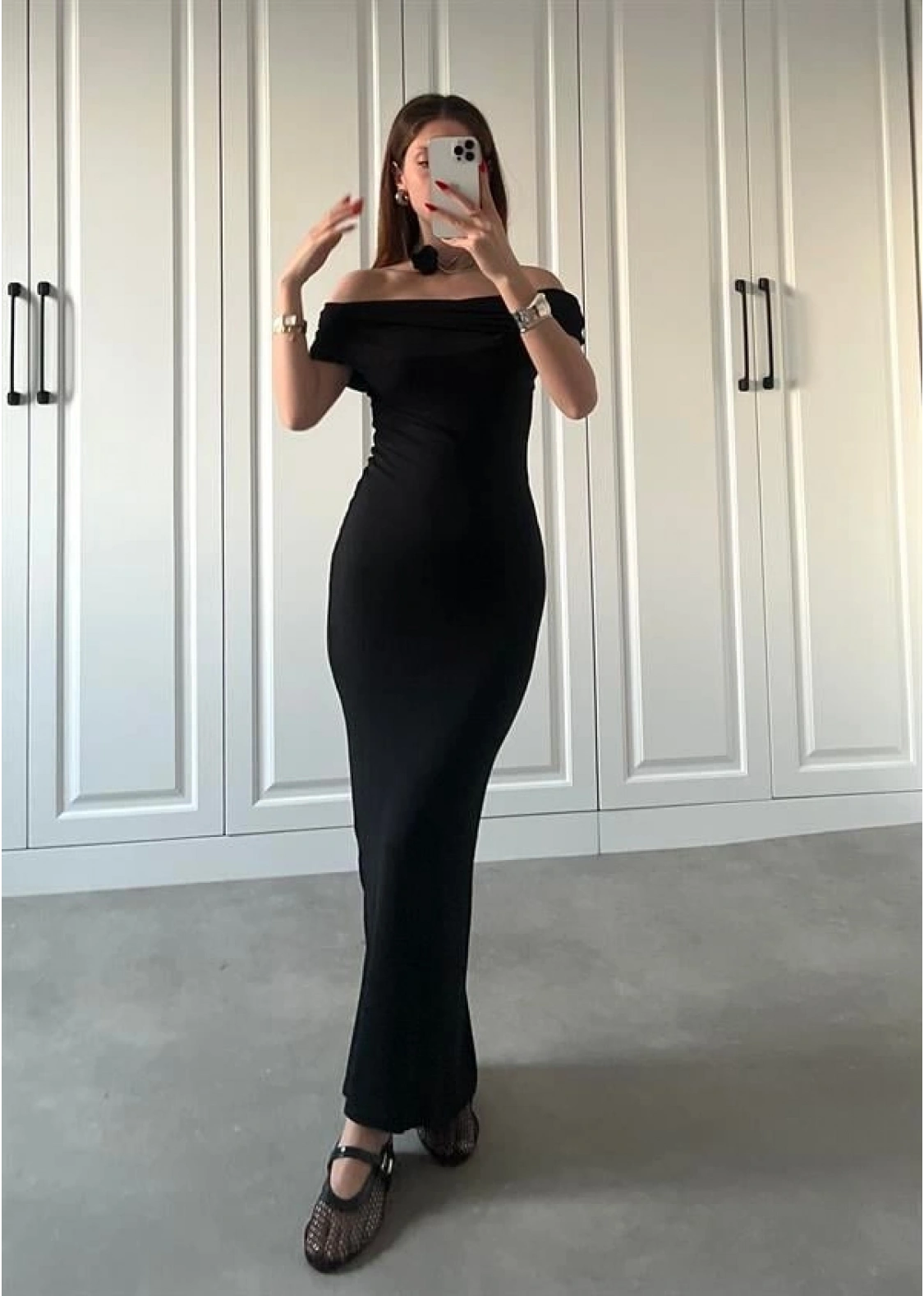 Madonna Siyah Likralı Astarlı Elbise