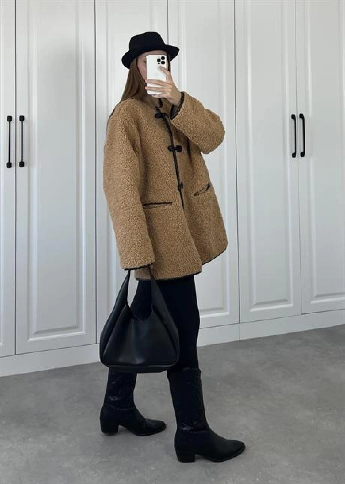 Mango Model Oversize Kahve Peluş Mont