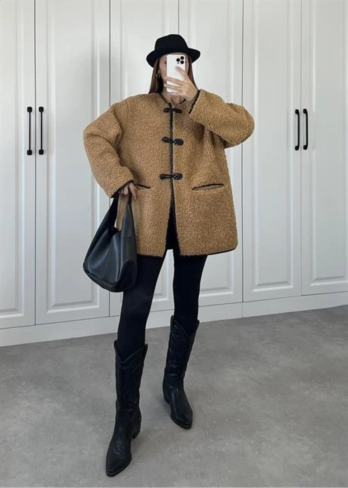 Mango Model Oversize Kahve Peluş Mont