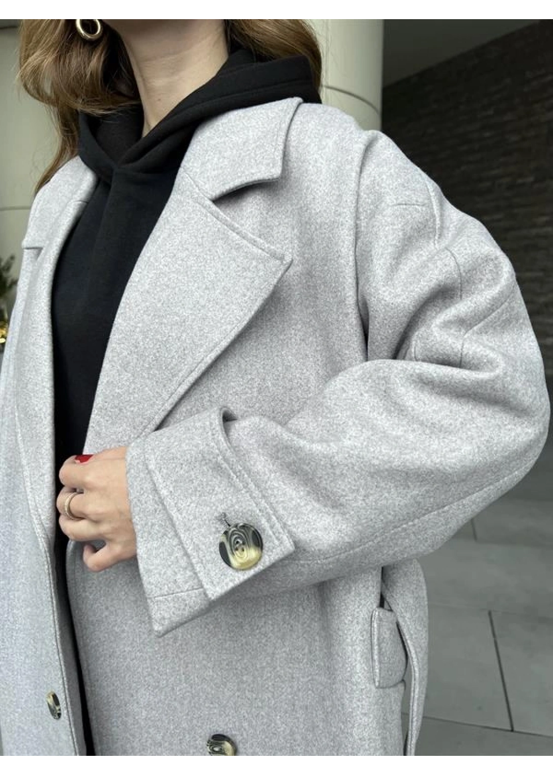 Mango Model Premium Kuşaklı Gri Oversize Kaban