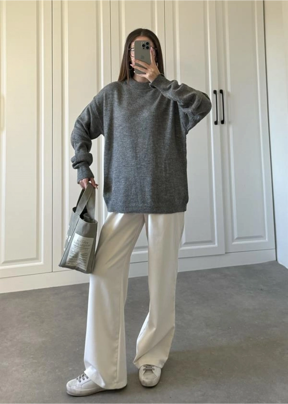 Mari Oversize Basic Antrasit Kazak