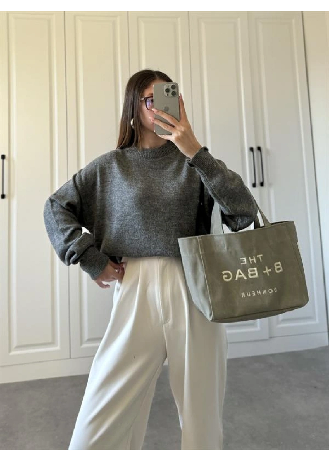 Mari Oversize Basic Antrasit Kazak