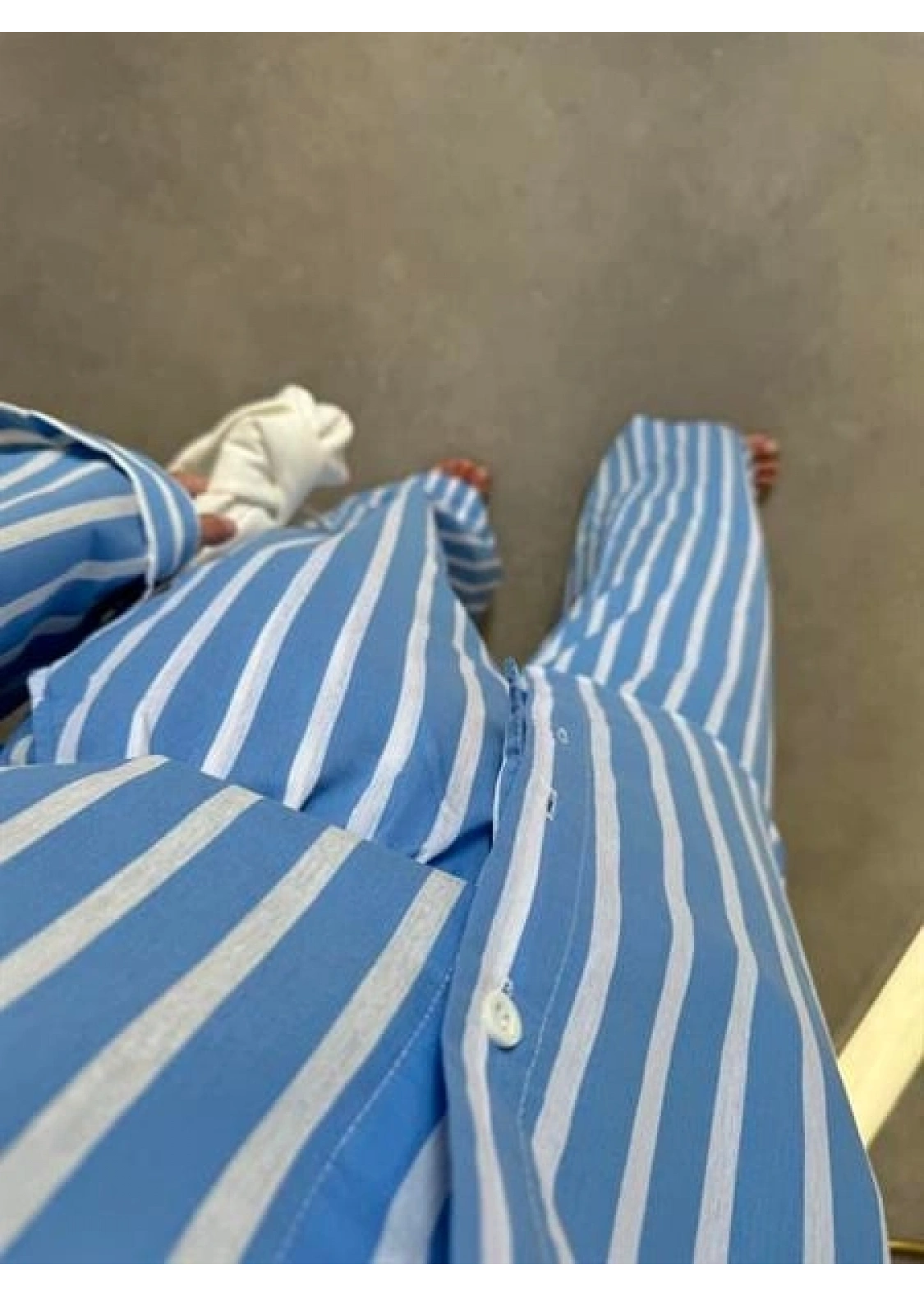 Mavi Çizgili Poplin Takım