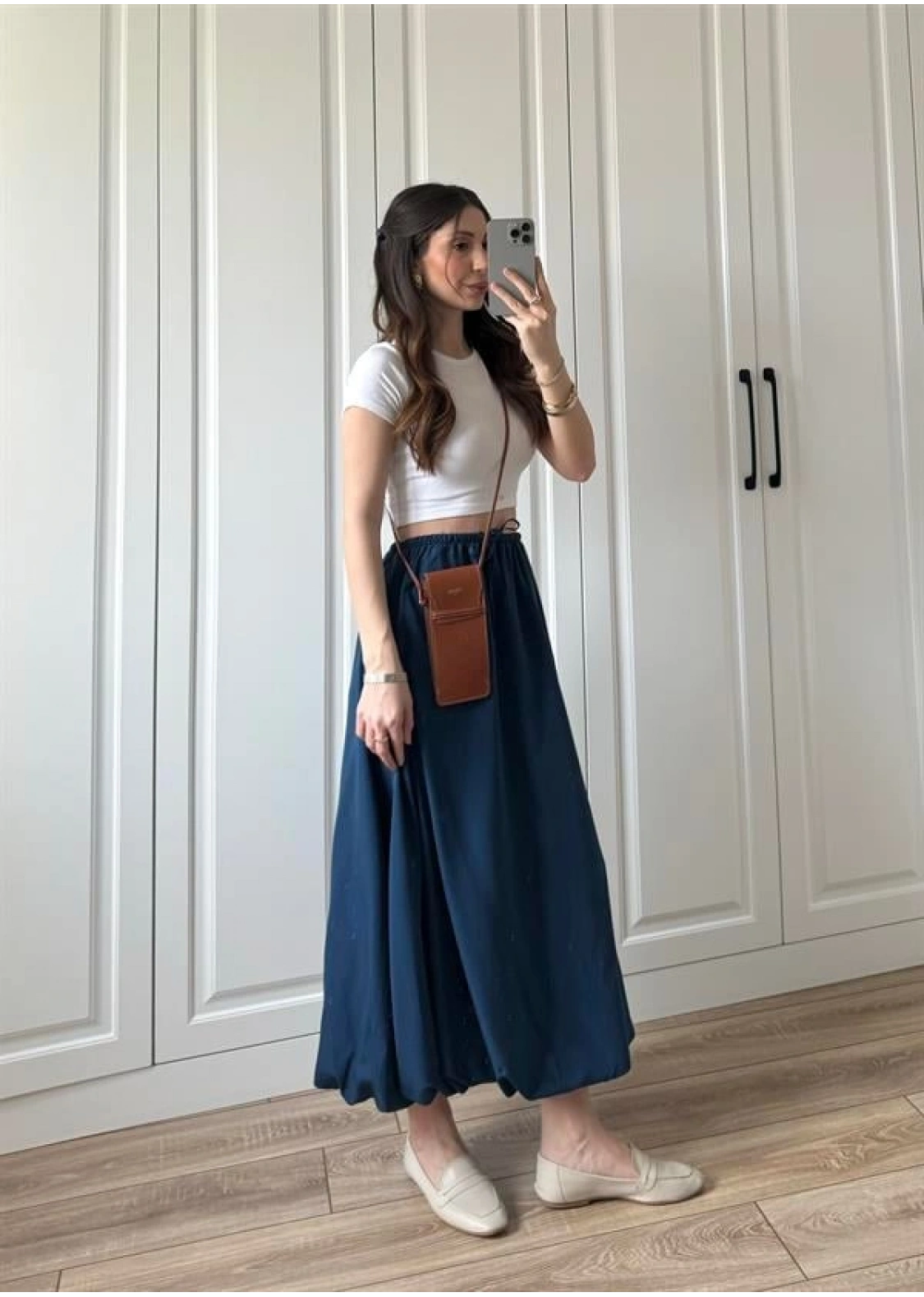 Maxi Astarlı Lacivert Balon Etek