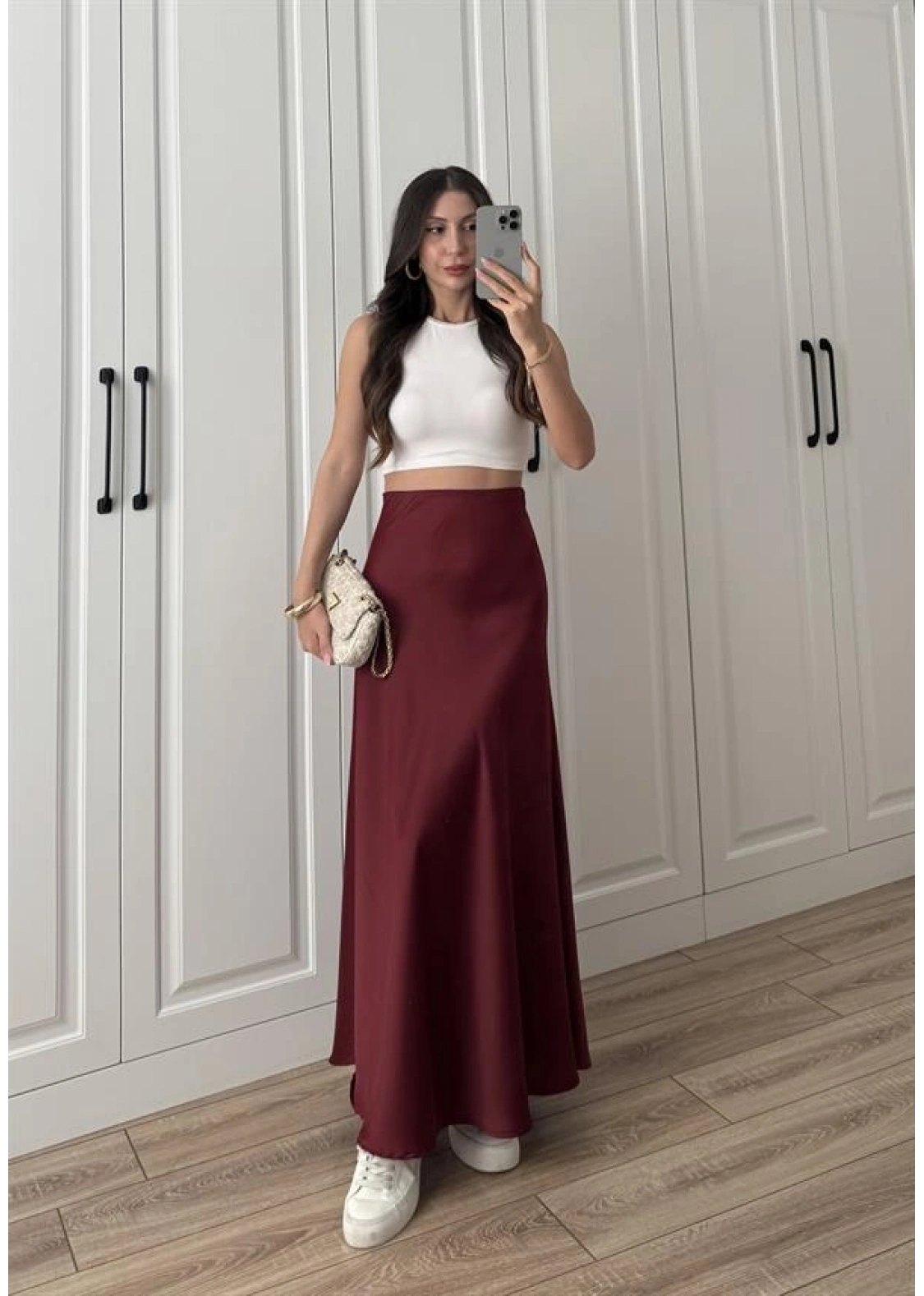 Maxi Boy Bordo Saten Etek