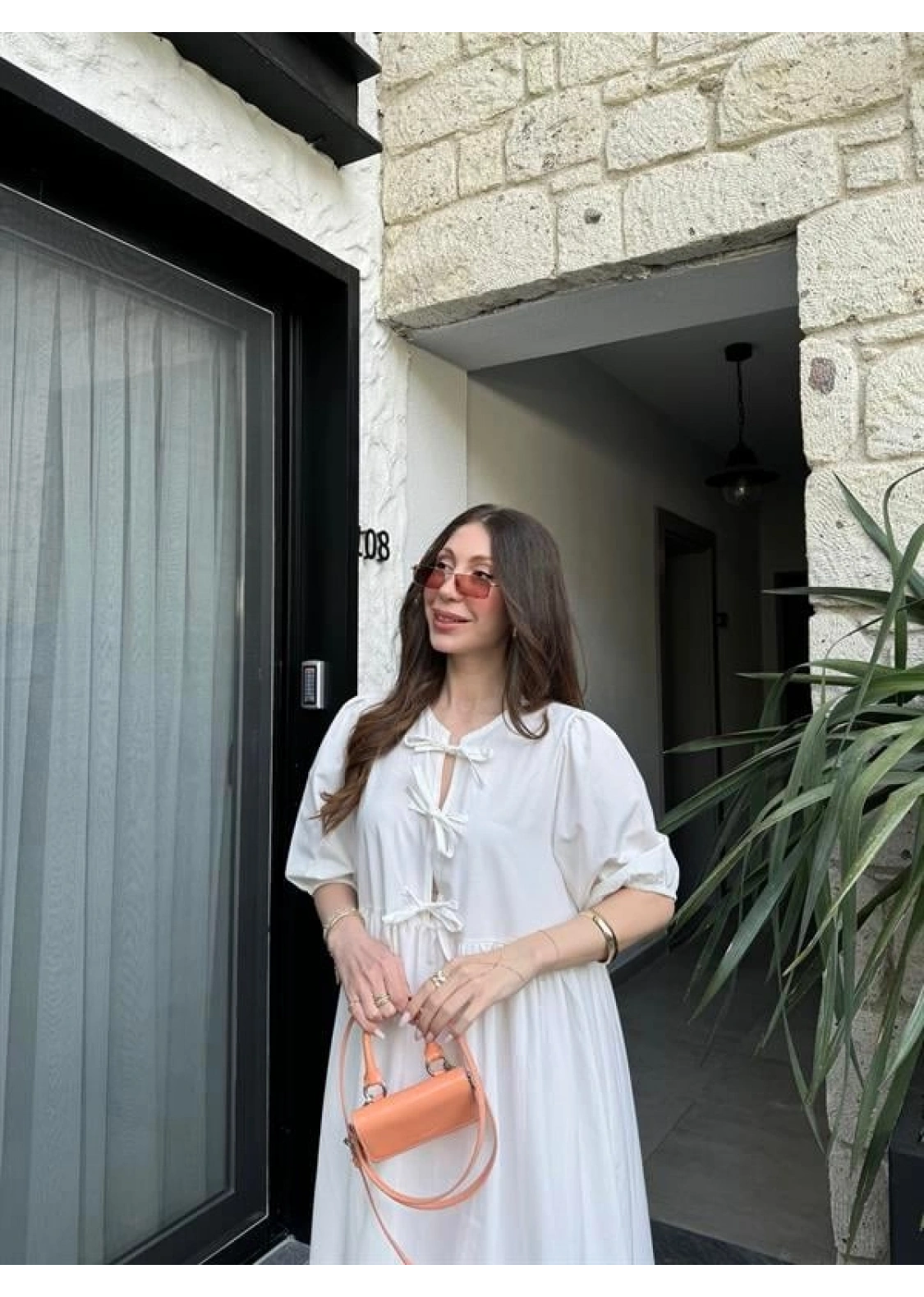 Maxi Önü Bağlamalı Beyaz Elbise