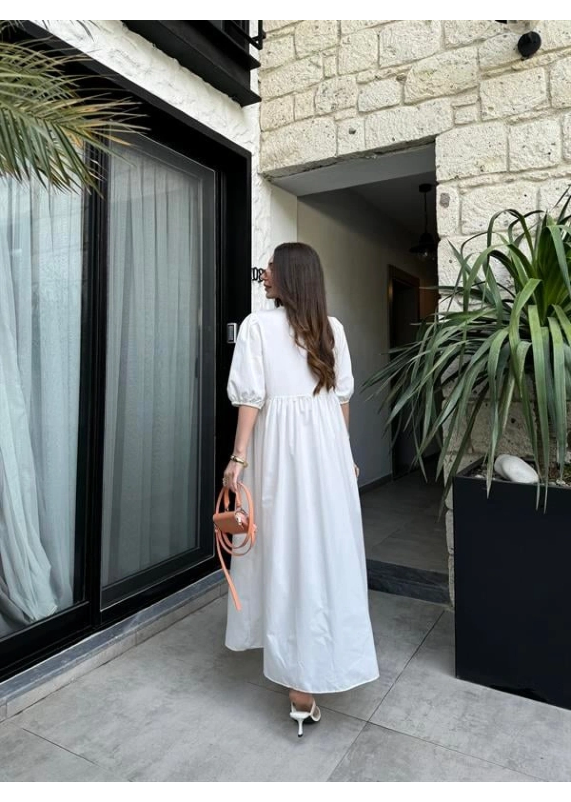 Maxi Önü Bağlamalı Beyaz Elbise