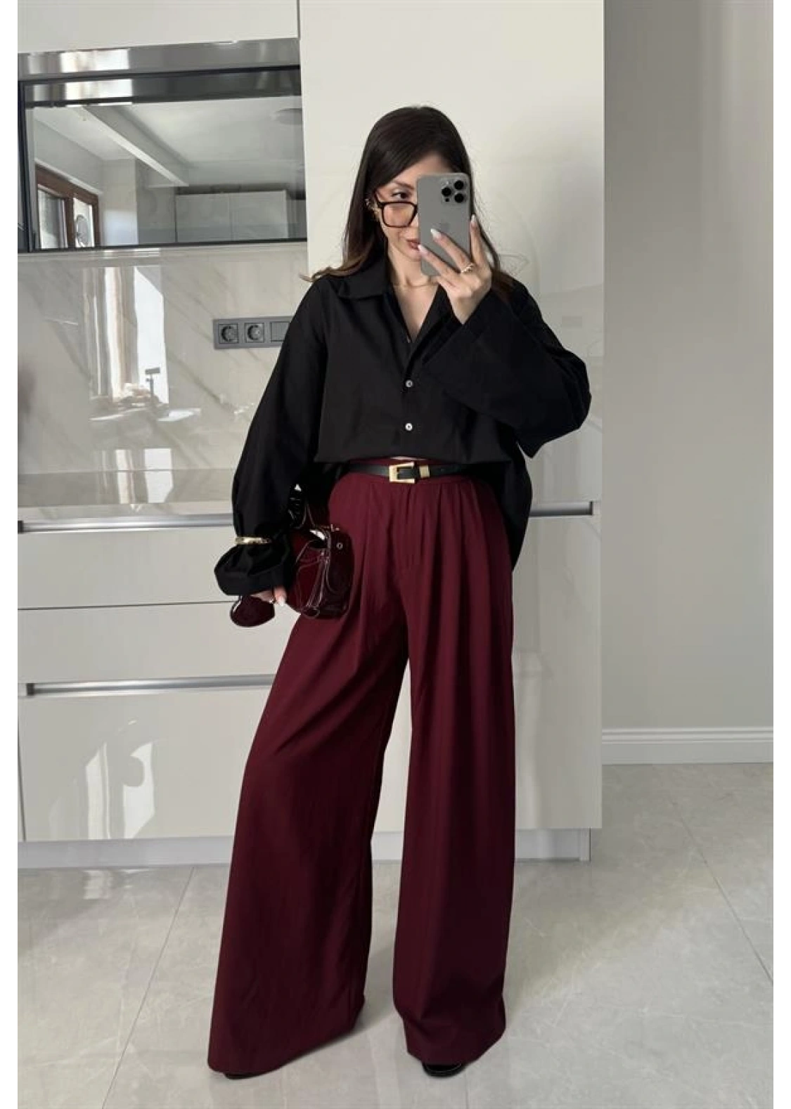 Meka Oversize Premium Siyah Gömlek