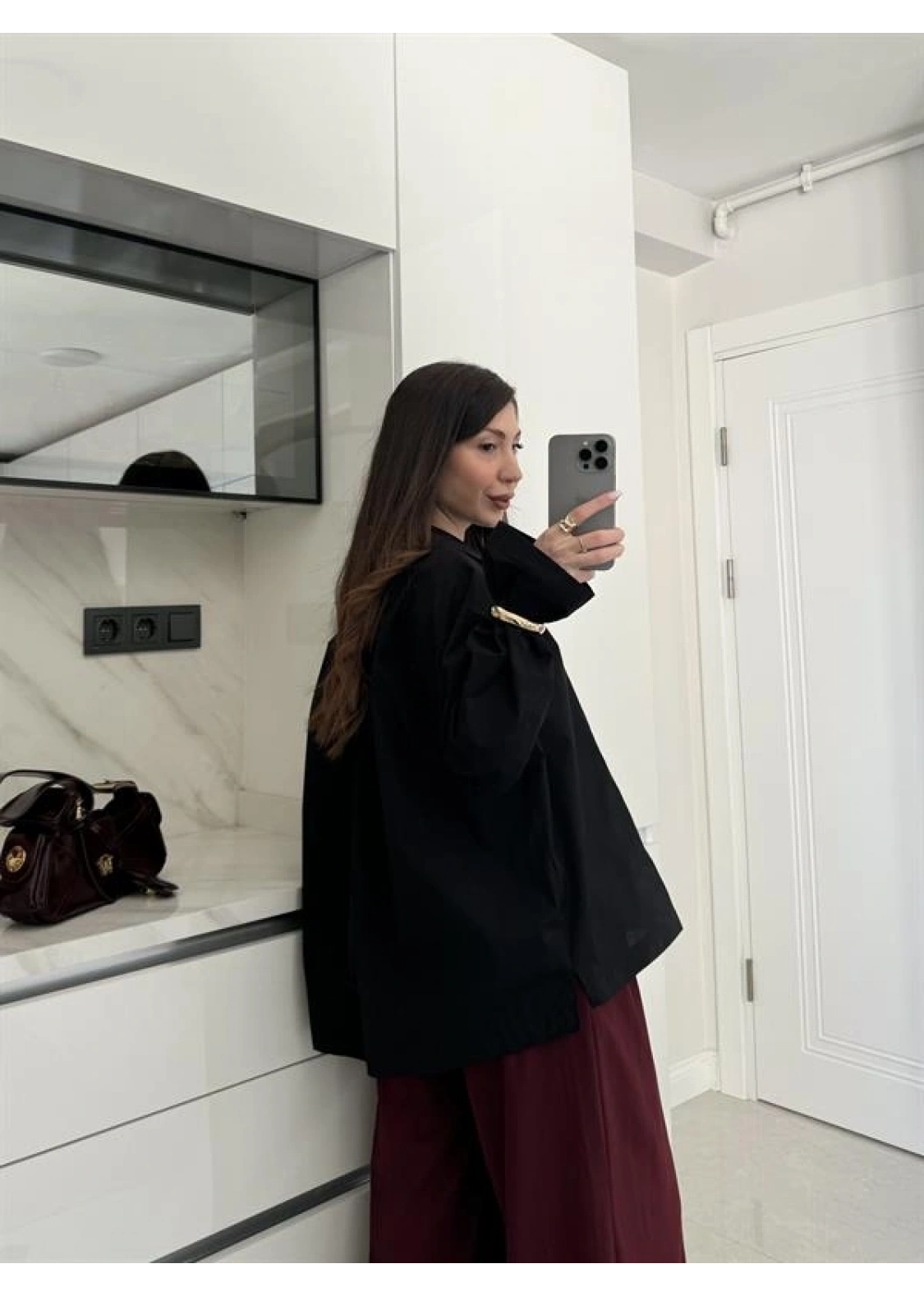 Meka Oversize Premium Siyah Gömlek