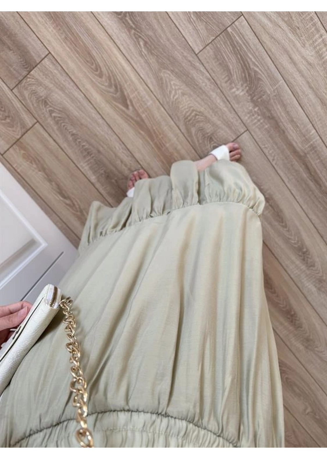 Midi Boy Şifon Astarlı Çağla Etek