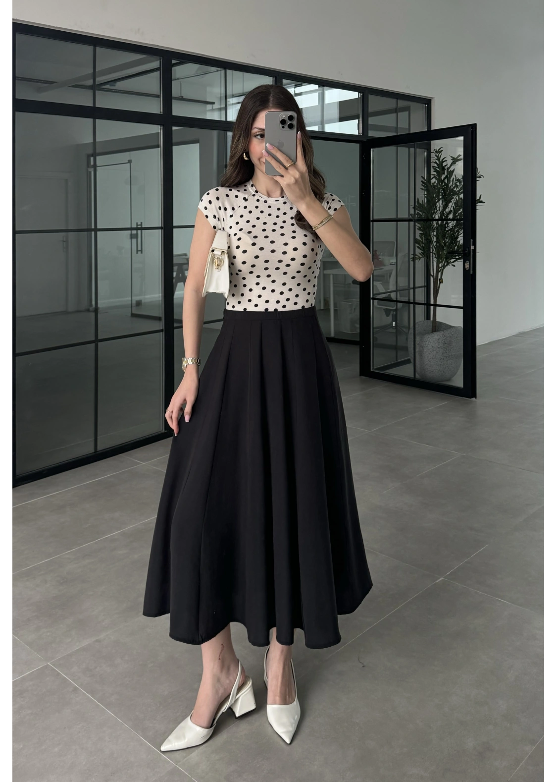 Midi Boy Siyah Tensel Etek