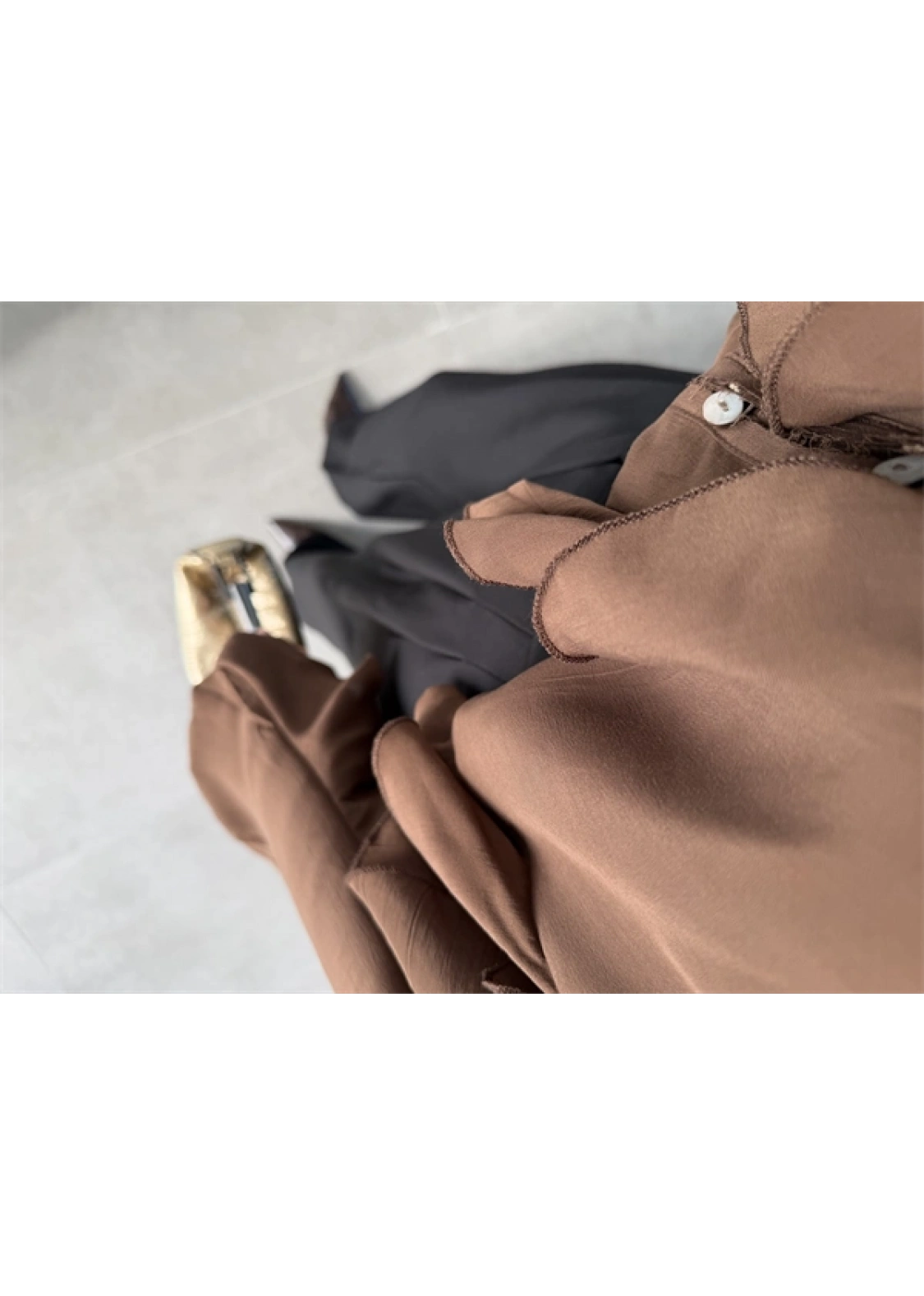 Milano Fırfırlı Kahve Tül Bluz