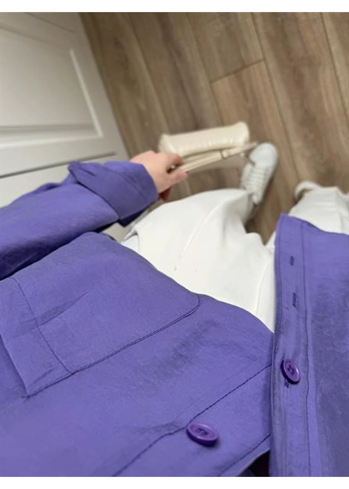 Mor Oversize Tensel Gömlek