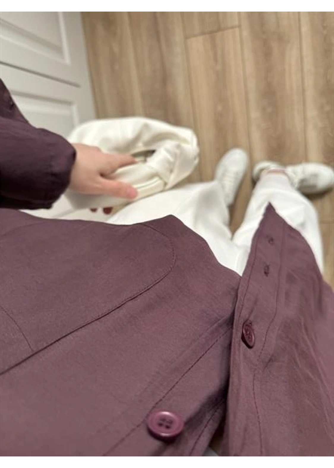 Mürdüm Oversize Tensel Gömlek