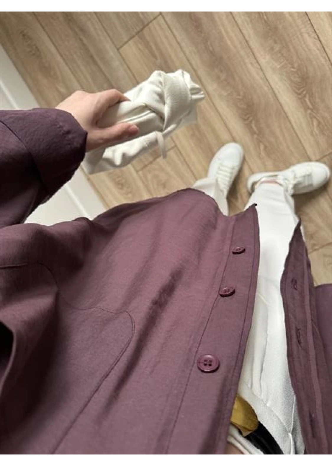 Mürdüm Oversize Tensel Gömlek