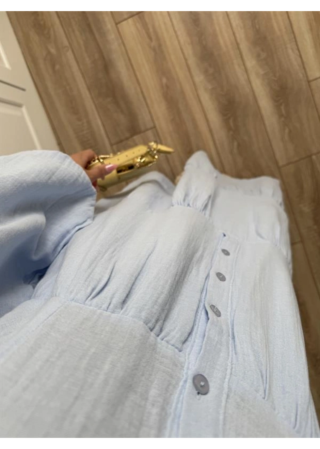 Müslin Kumaş Oversize Bebe Mavi Elbise