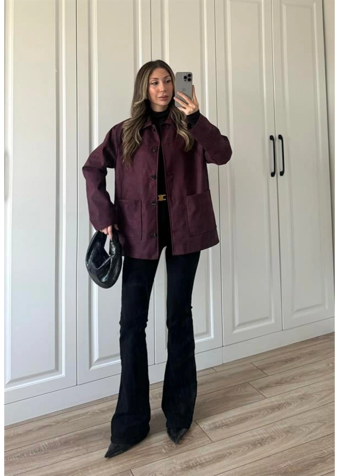 Nika Astarlı Süet Bordo Ceket