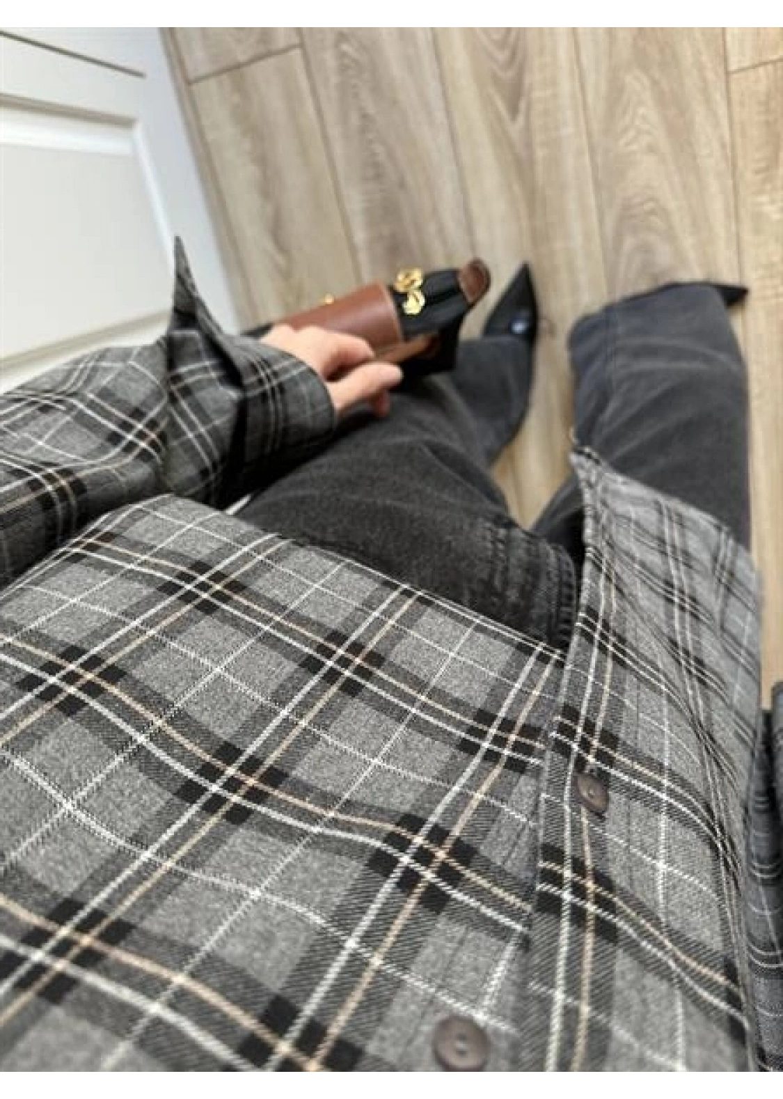 Noble Oversize Antrasit Ekose Gömlek