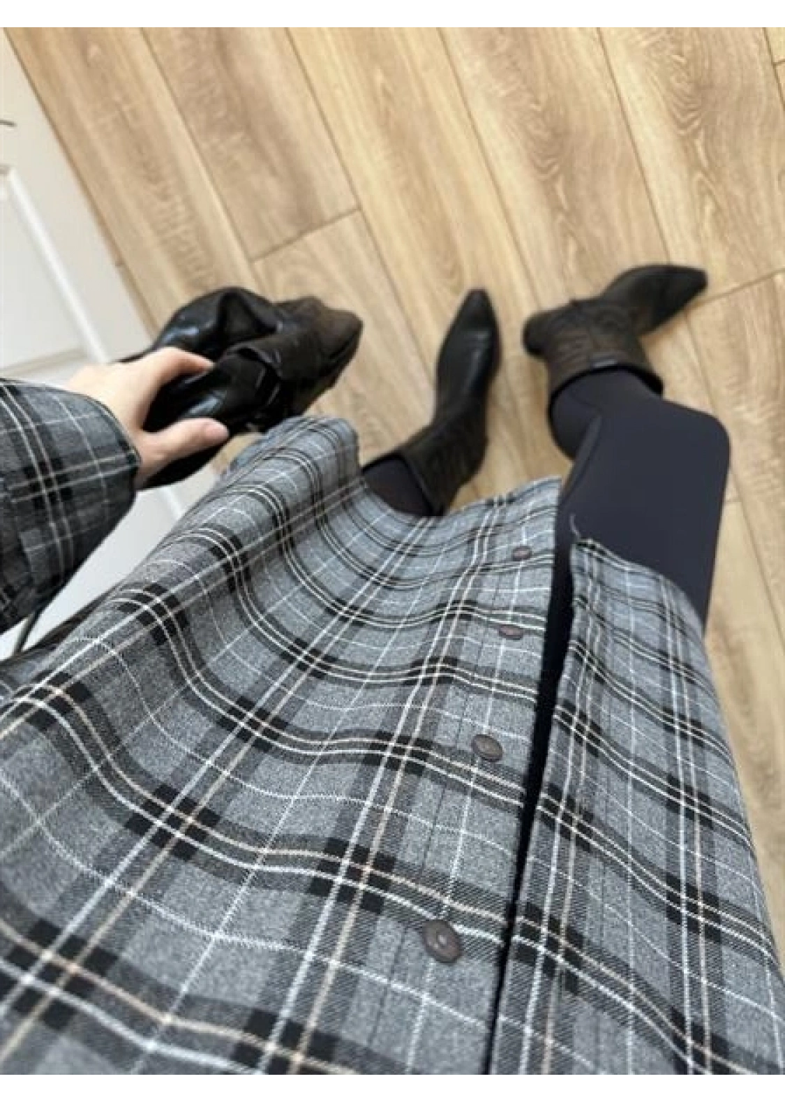 Noble Oversize Antrasit Ekose Gömlek