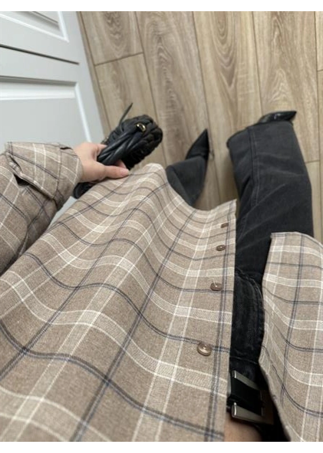 Noble Oversize Bej Ekose Gömlek