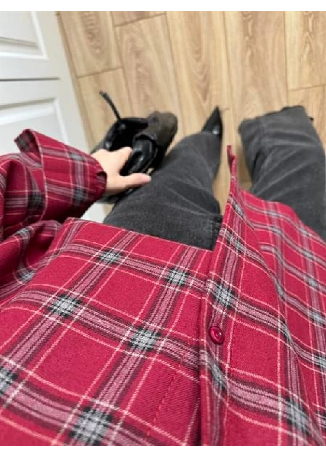 Noble Oversize Bordo Ekose Gömlek