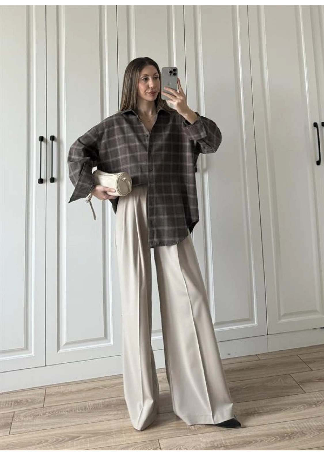 Noble Oversize Kahve Ekose Gömlek