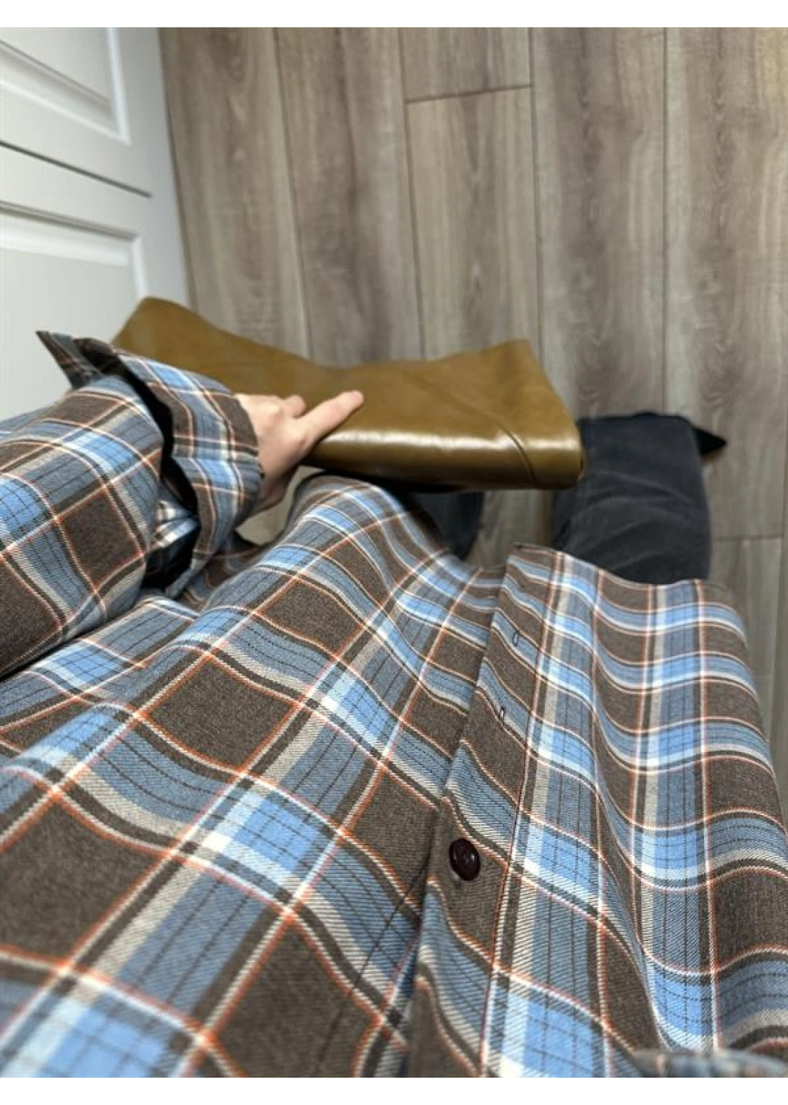 Noble Oversize Mavi Ekose Gömlek