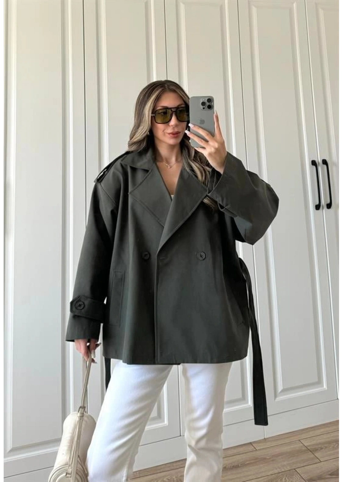 Nuve Premium Astarlı Haki Trençkot