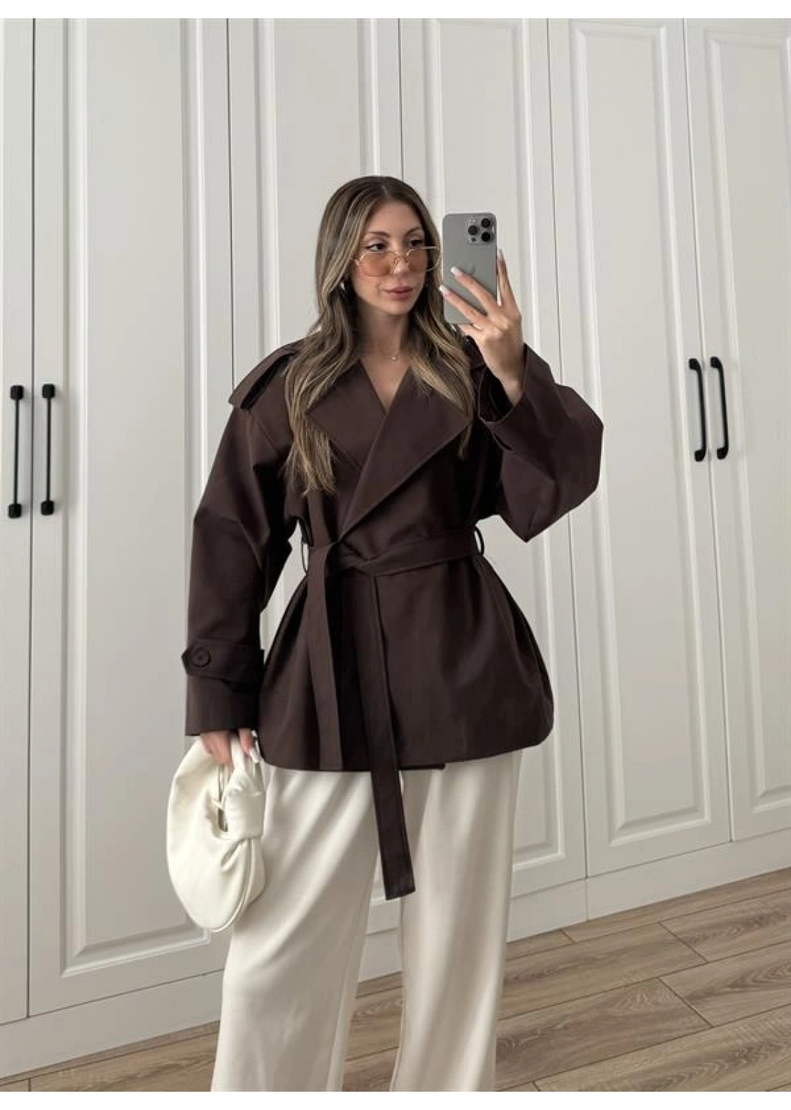 Nuve Premium Astarlı Kahve Trençkot