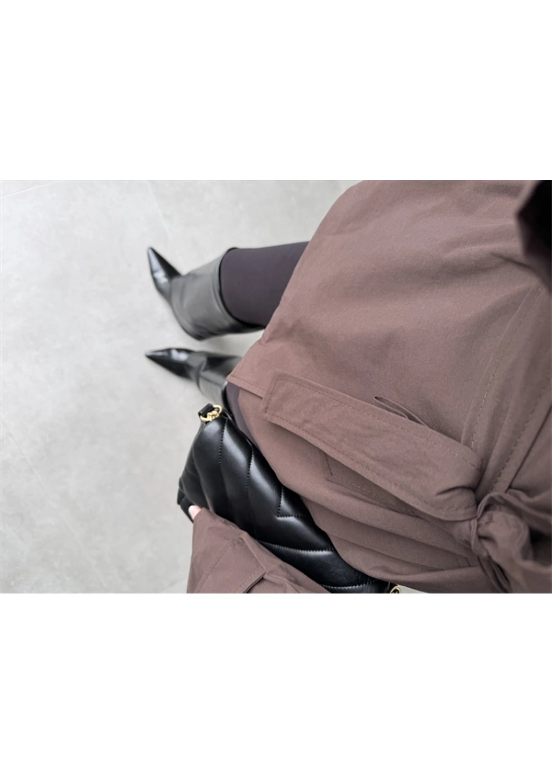 Nuve Premium Astarlı Kahve Trençkot