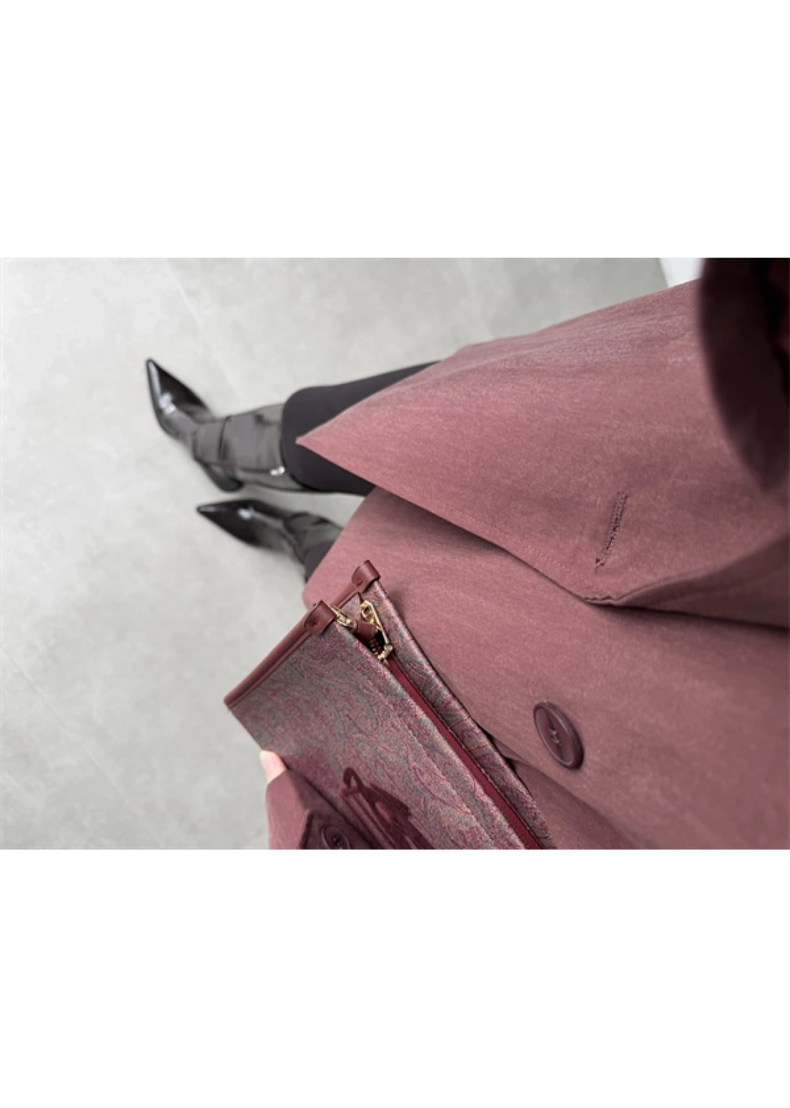 Nuve Premium Astarlı Bordo Trençkot