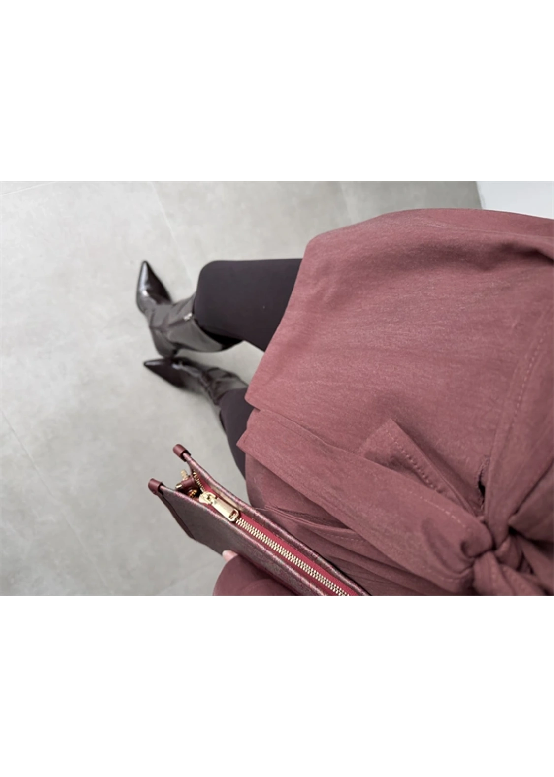 Nuve Premium Astarlı Bordo Trençkot