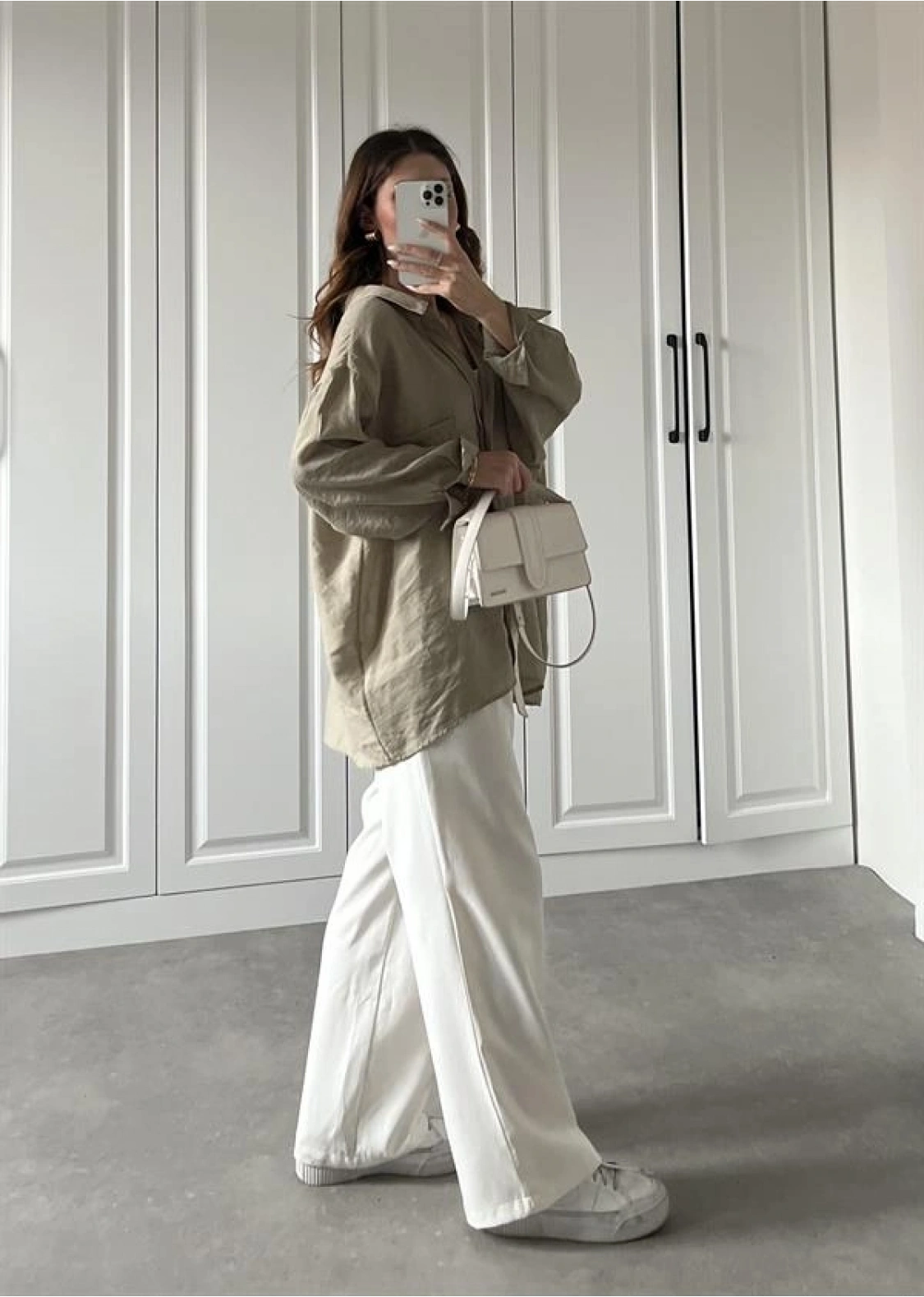 Olive Oversize Tensel Gömlek