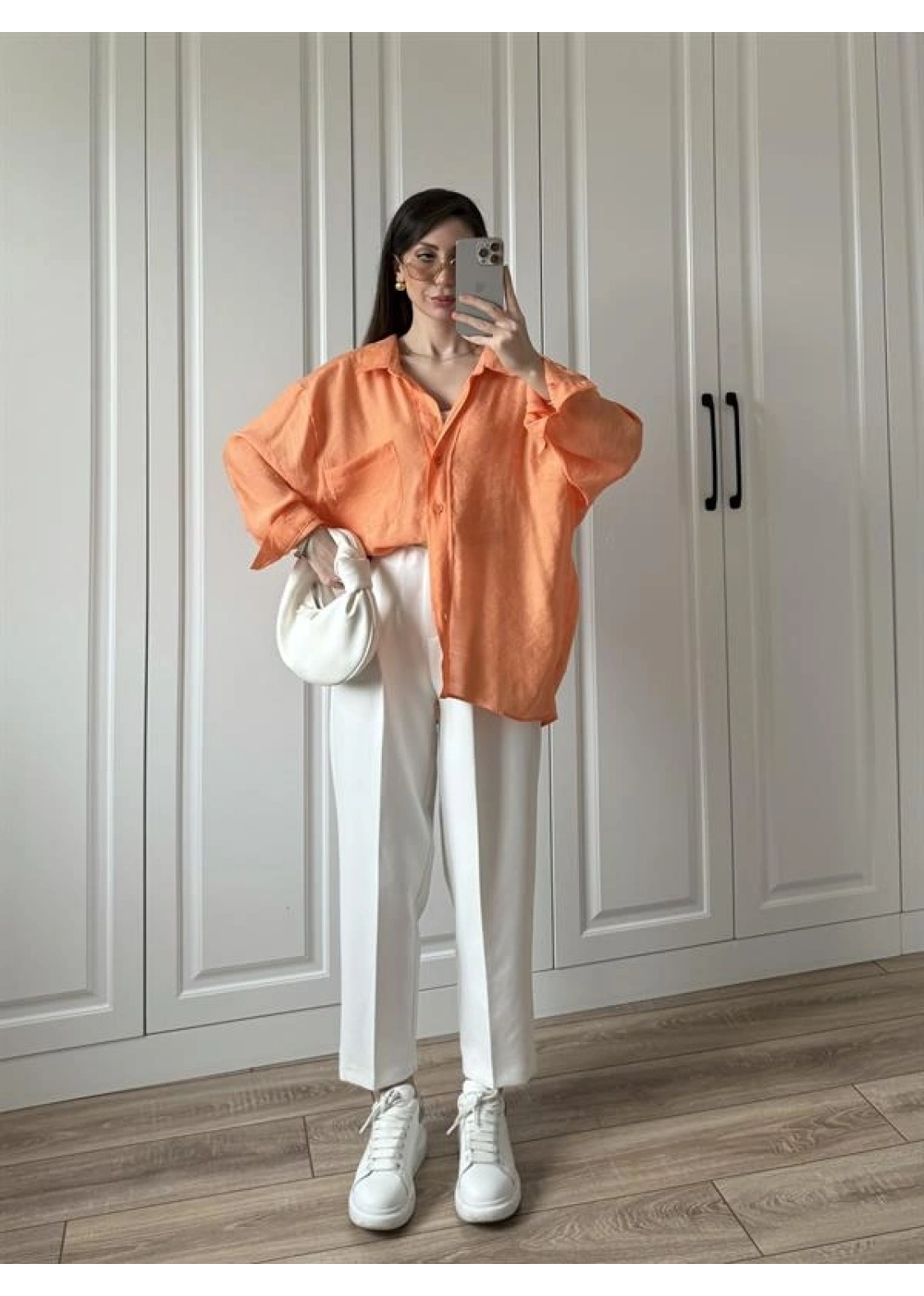 Orange Oversize Tensel Gömlek