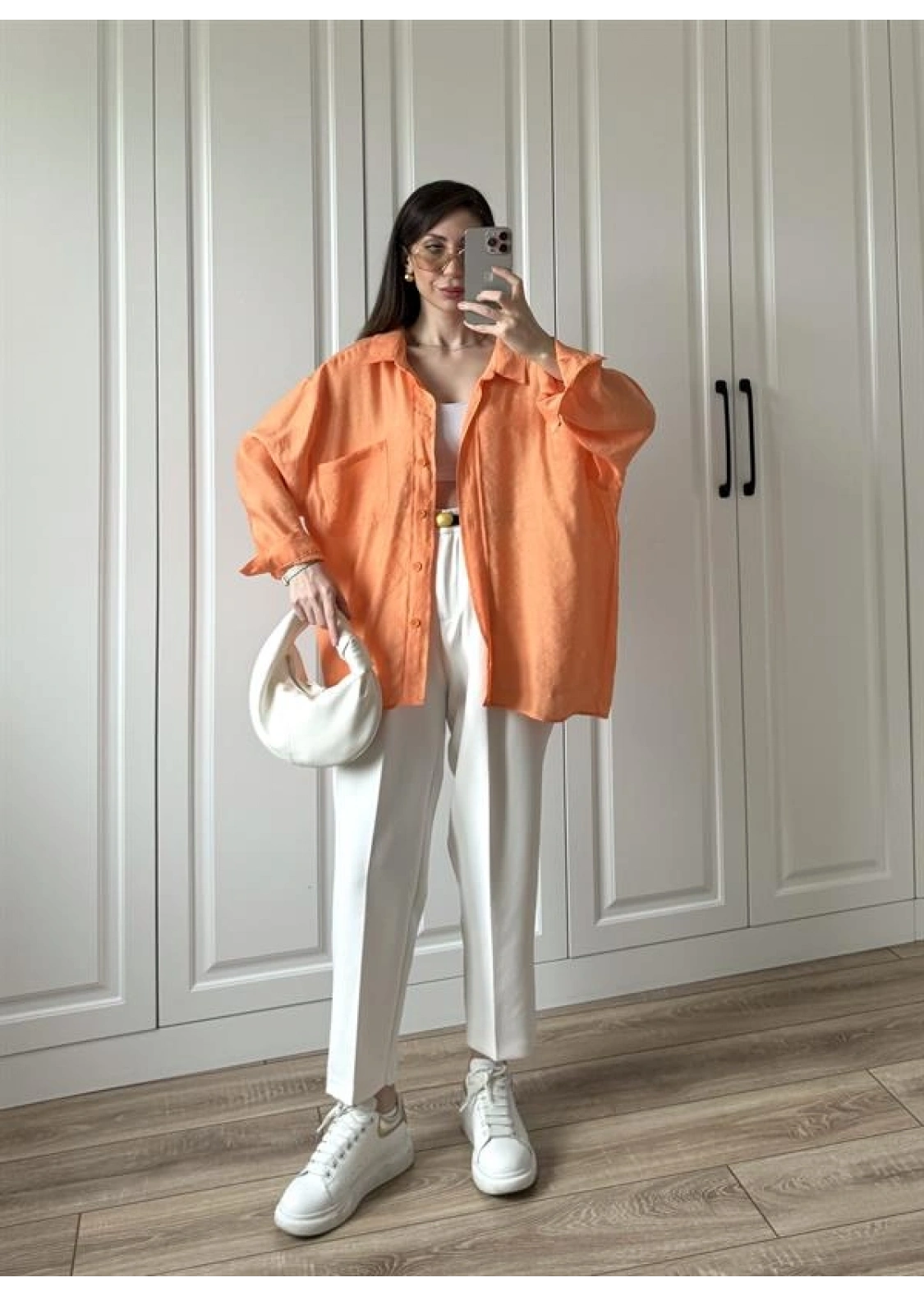 Orange Oversize Tensel Gömlek