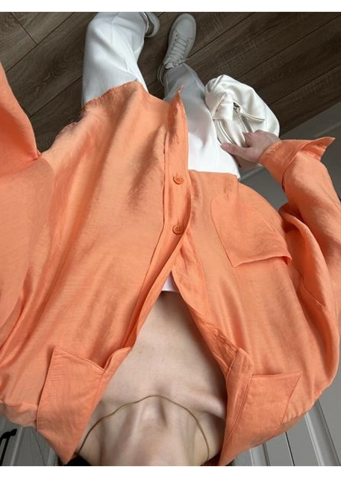 Orange Oversize Tensel Gömlek