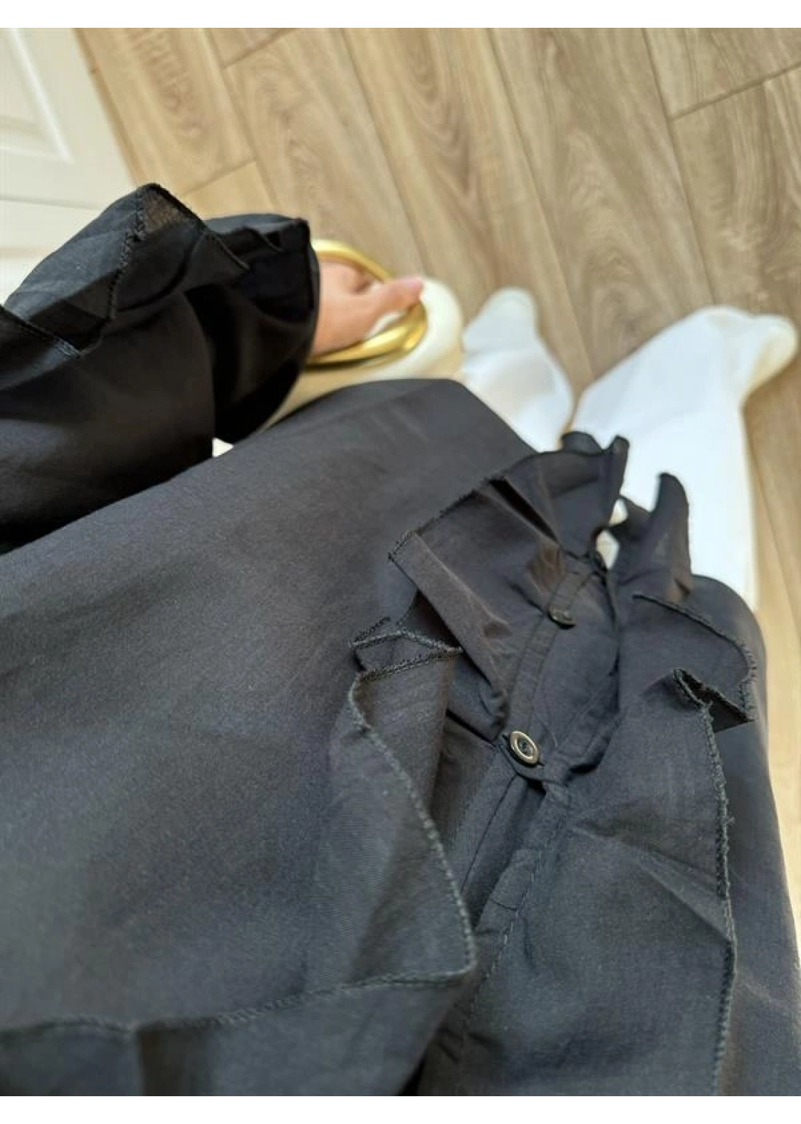 Orj Marka Wien Volanlı Premium Siyah Gömlek