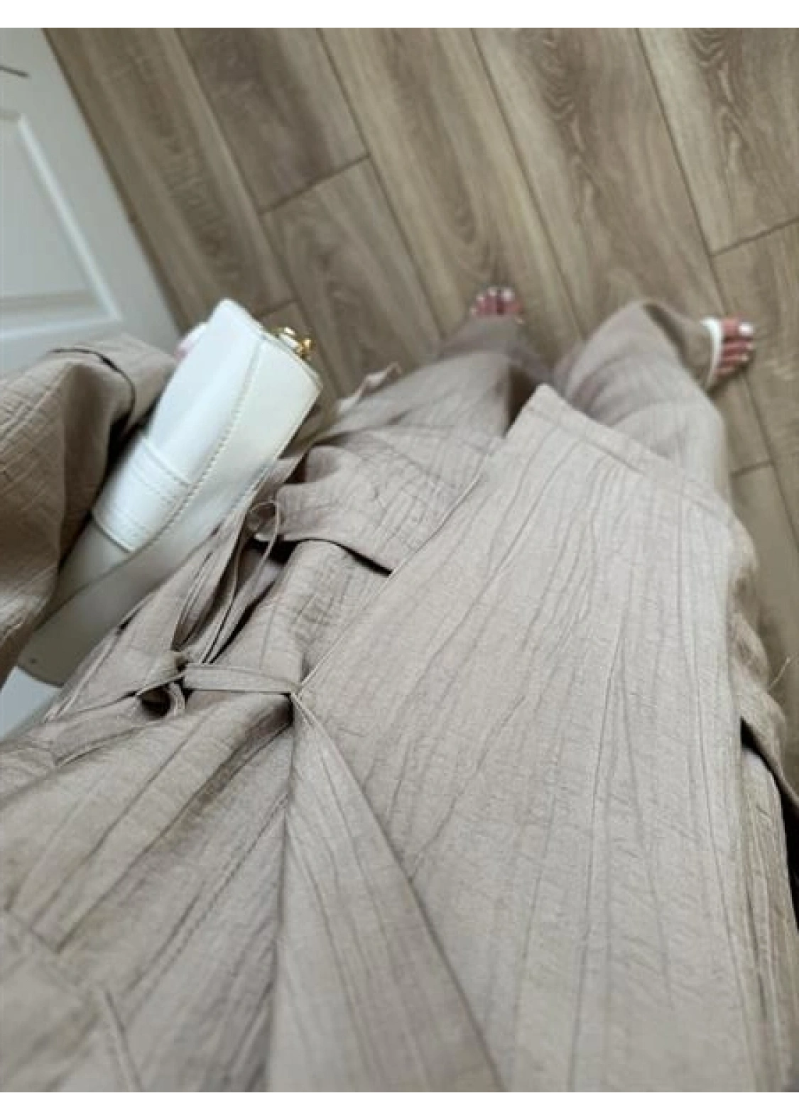 Oslo İthal Yandan Bağlamalı Cappuccino Kimono Takım