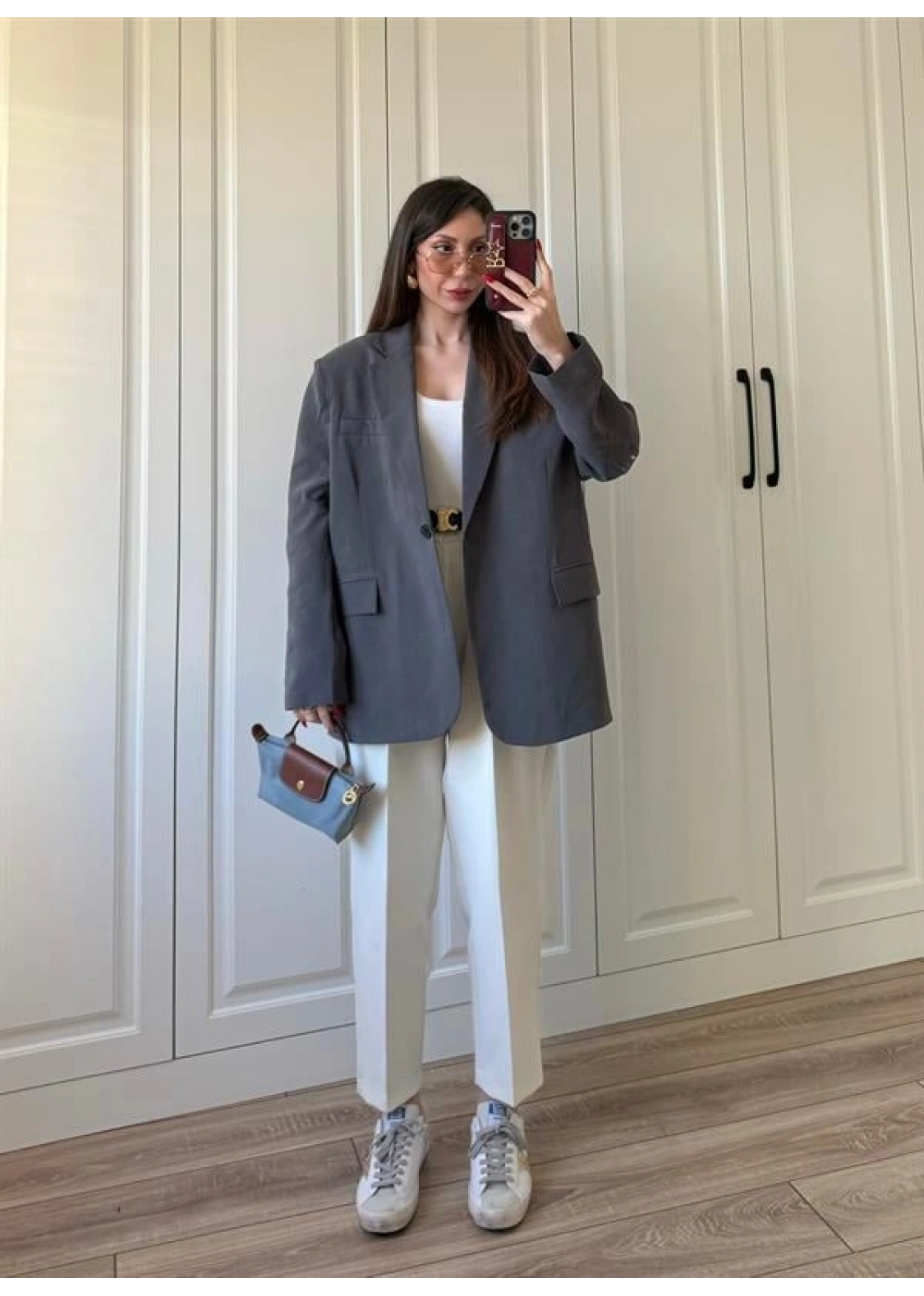 Oversize Antrasit Tensel Blazer Ceket