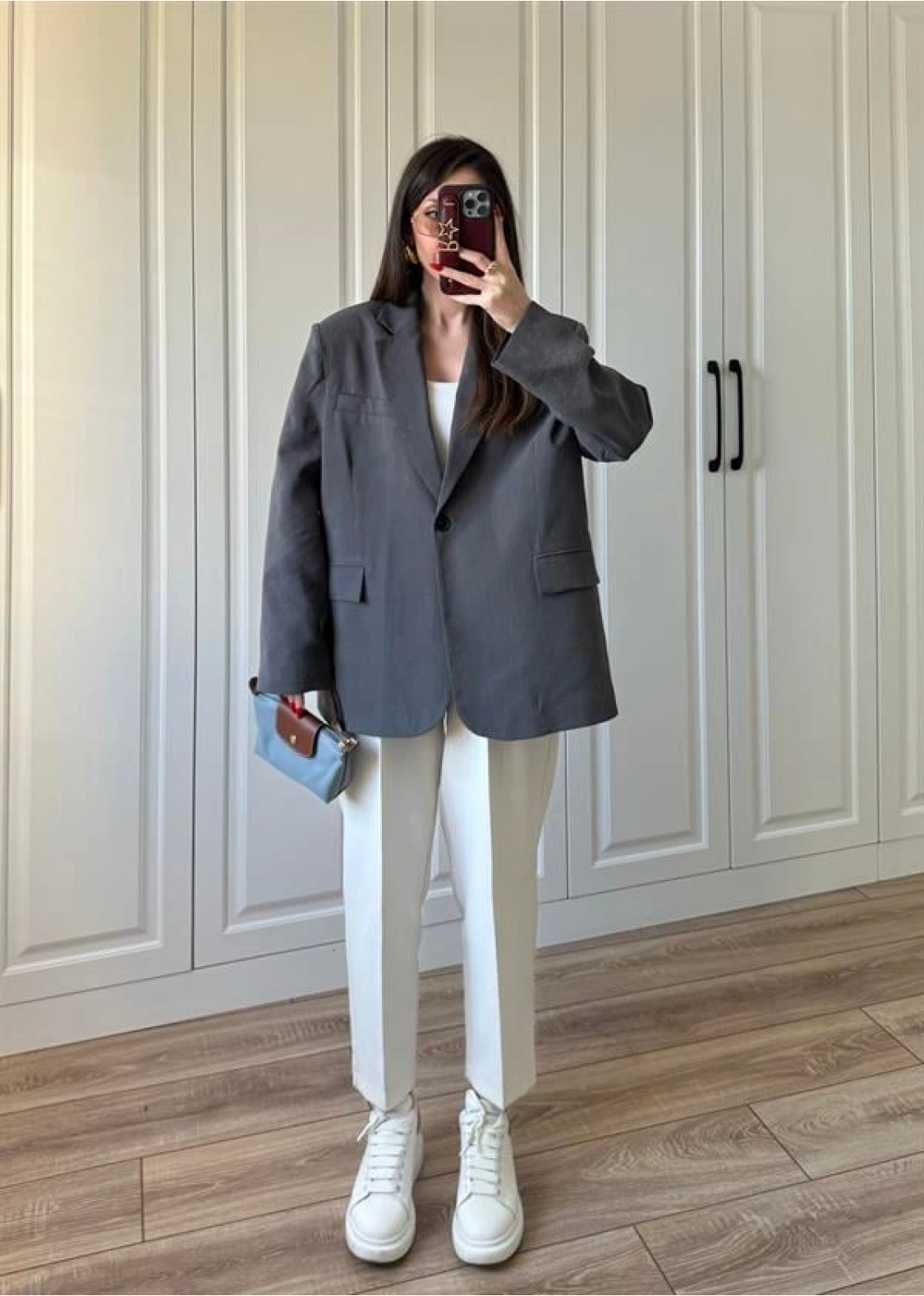 Oversize Antrasit Tensel Blazer Ceket