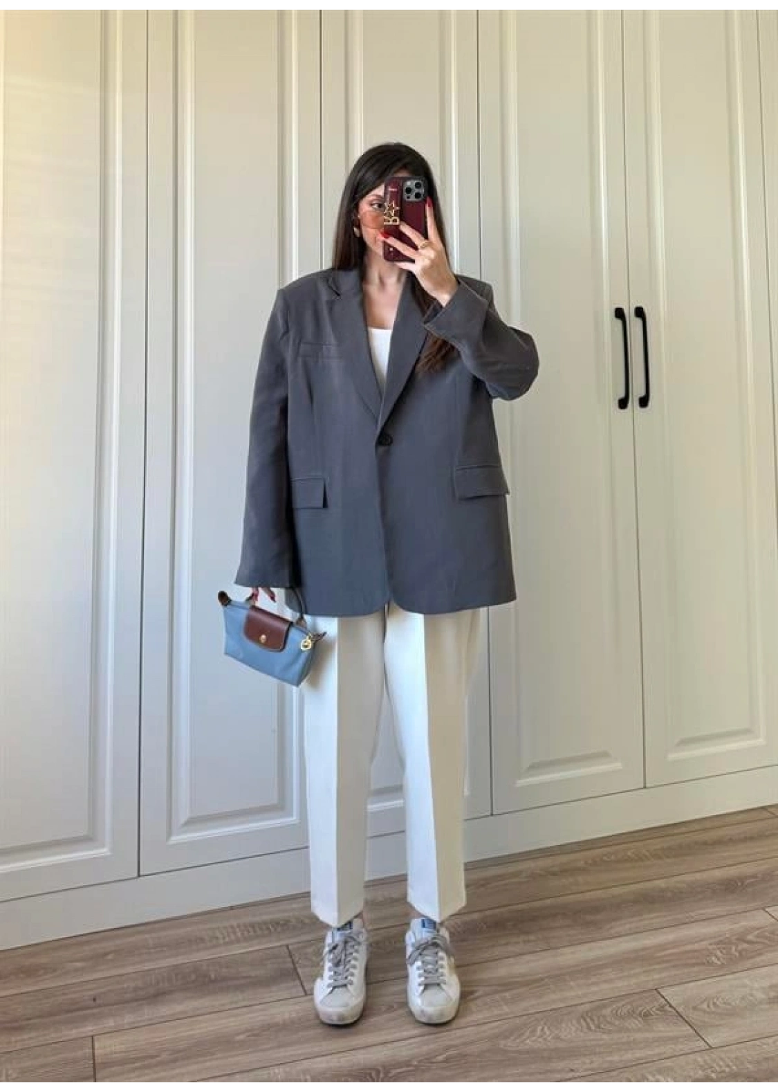 Oversize Antrasit Tensel Blazer Ceket