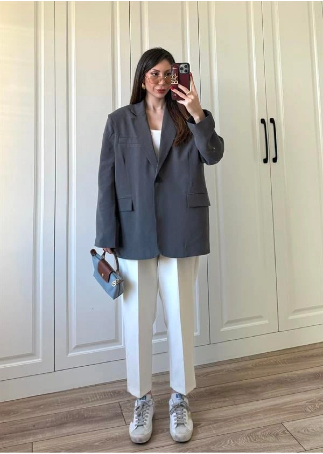 Oversize Antrasit Tensel Blazer Ceket