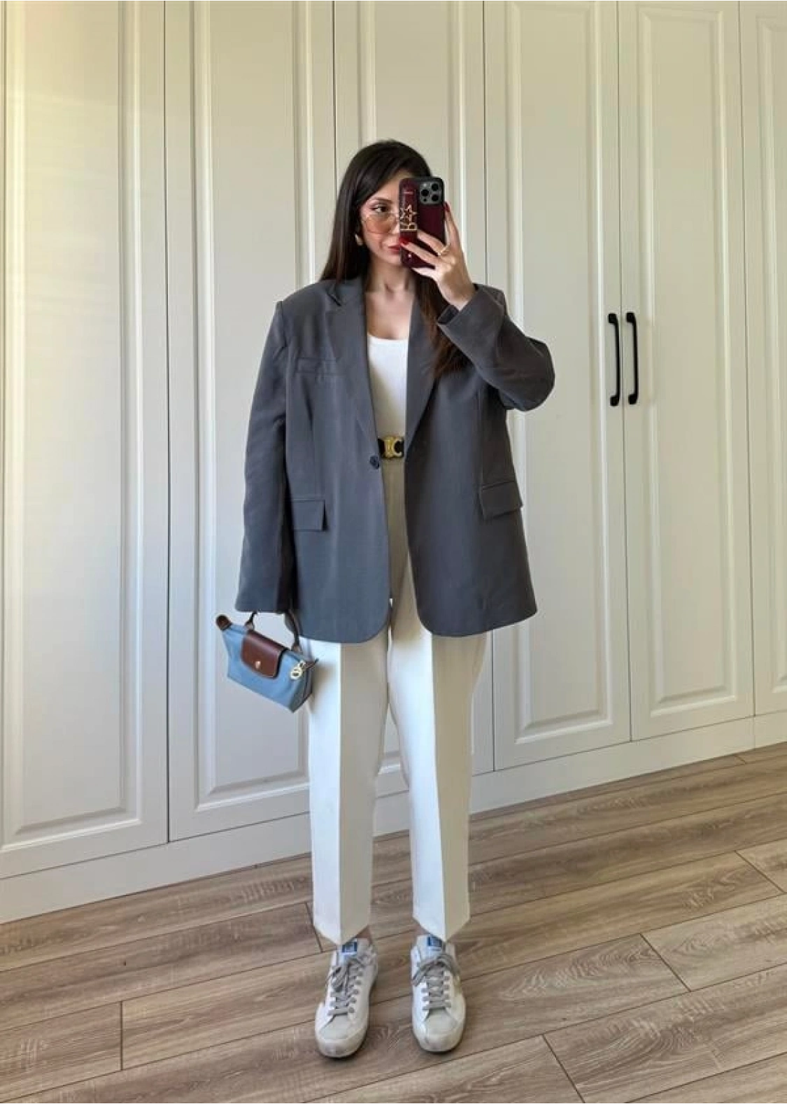 Oversize Antrasit Tensel Blazer Ceket