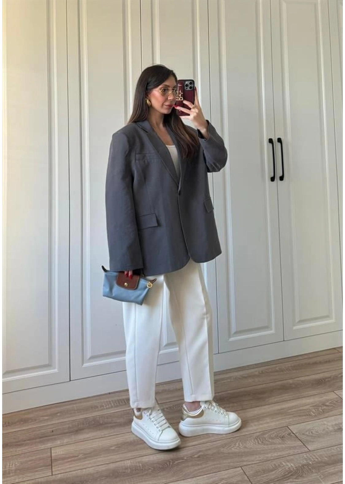 Oversize Antrasit Tensel Blazer Ceket