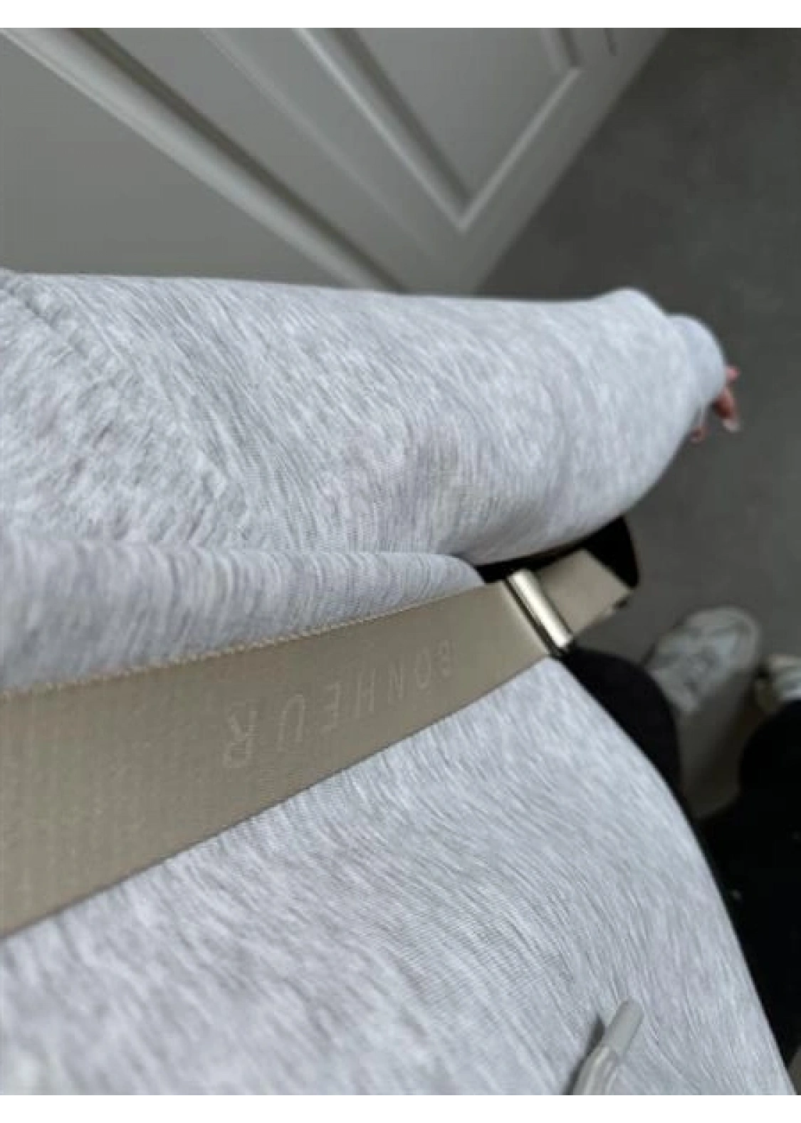 Oversize Üç İplik Şardonlu Gri Sweatshirt