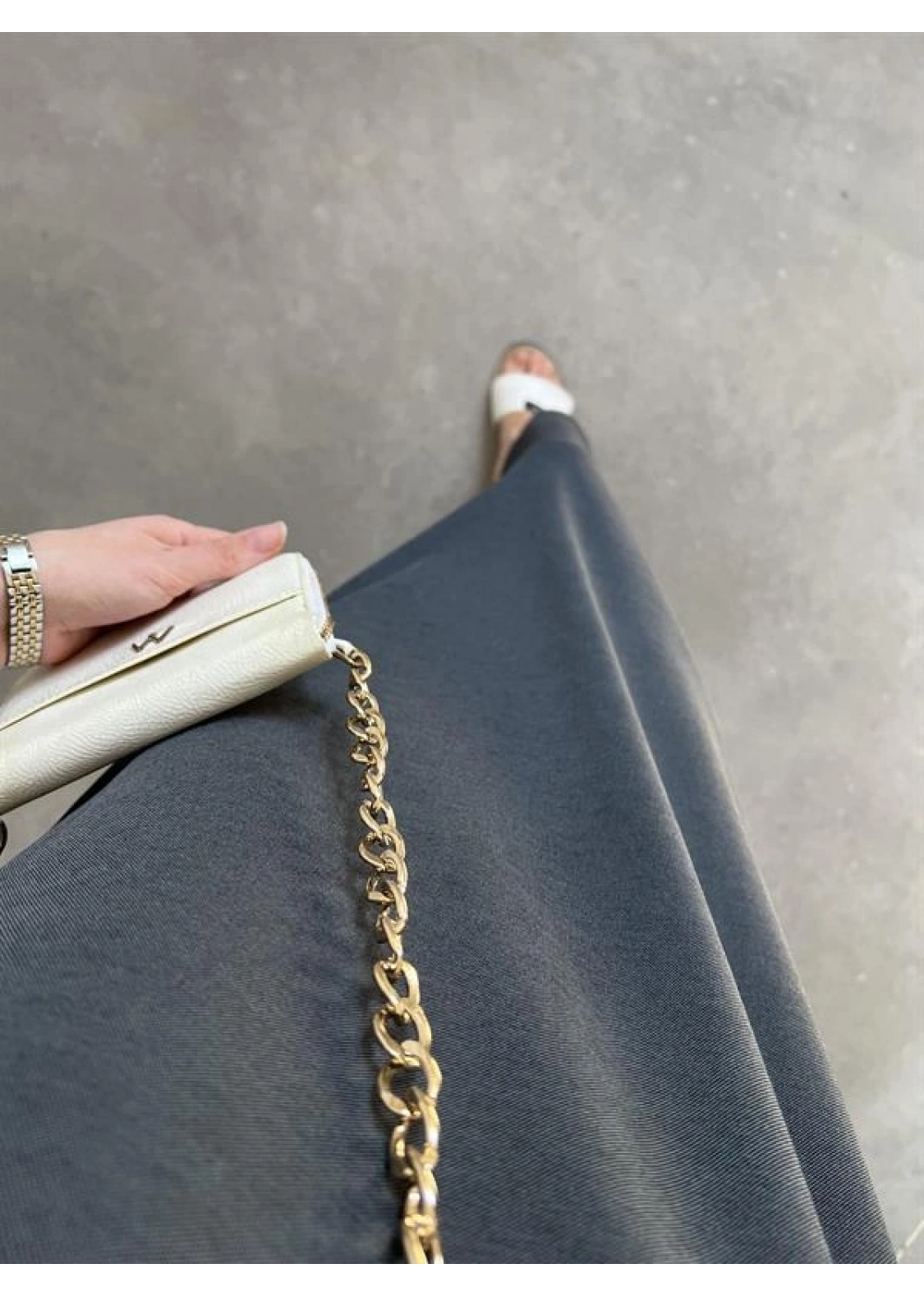 Oys Kumaş Likralı Basic Antrasit Elbise