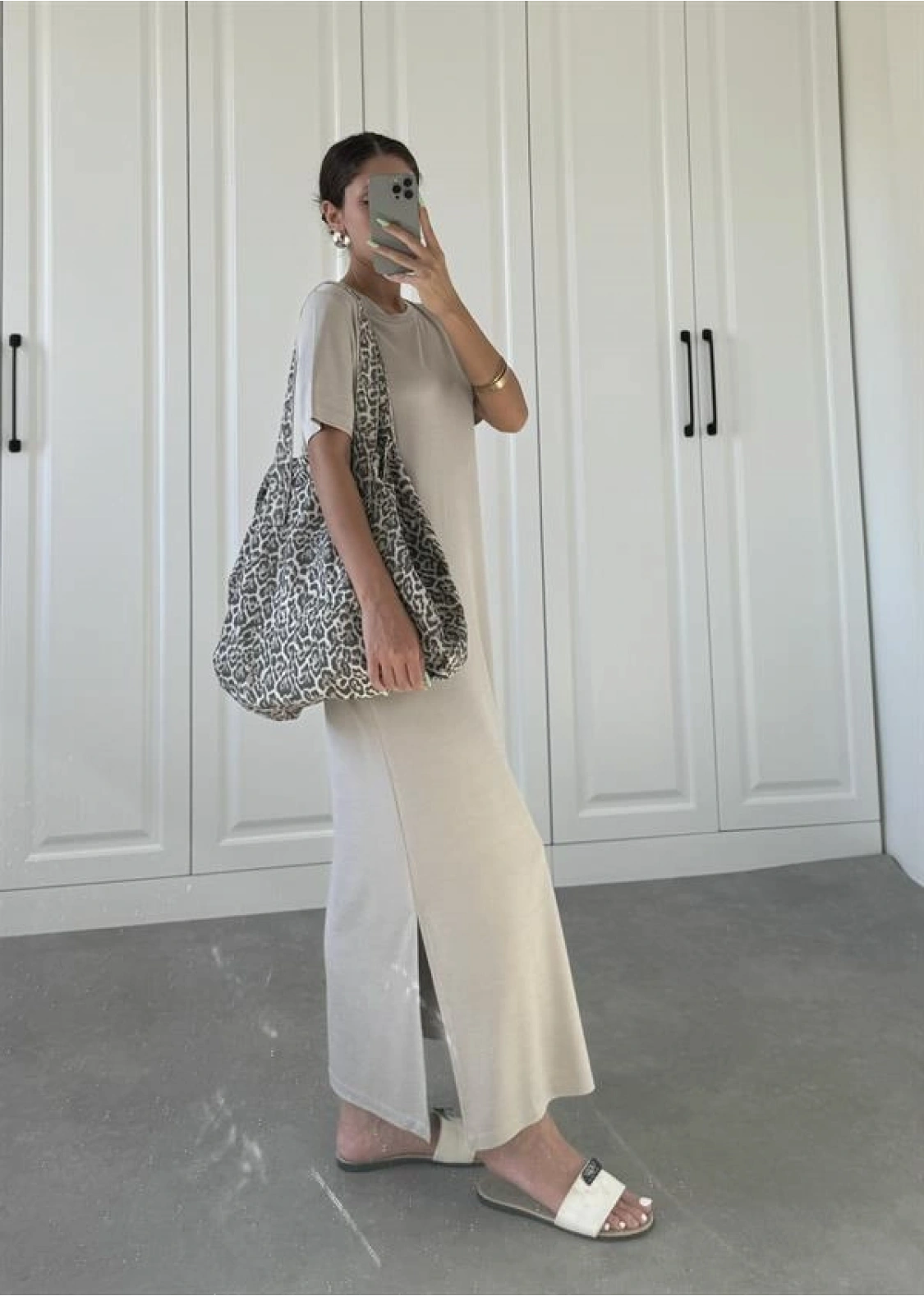 Oys Kumaş Likralı Basic Vizon Elbise