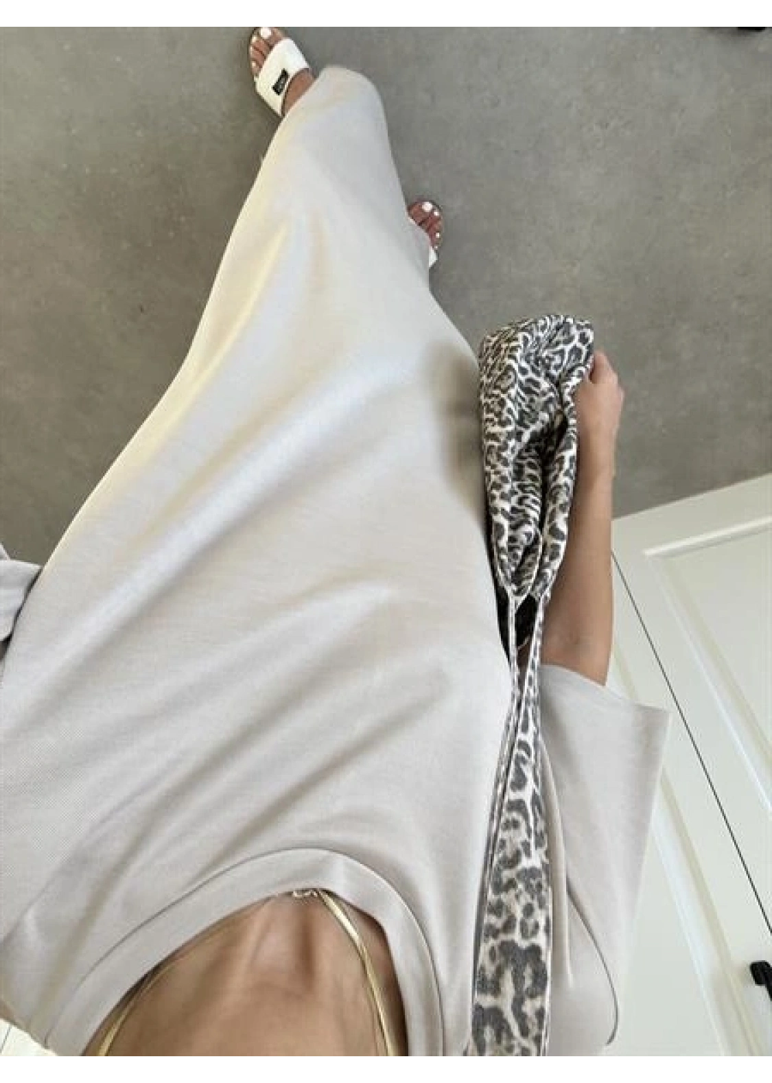 Oys Kumaş Likralı Basic Vizon Elbise