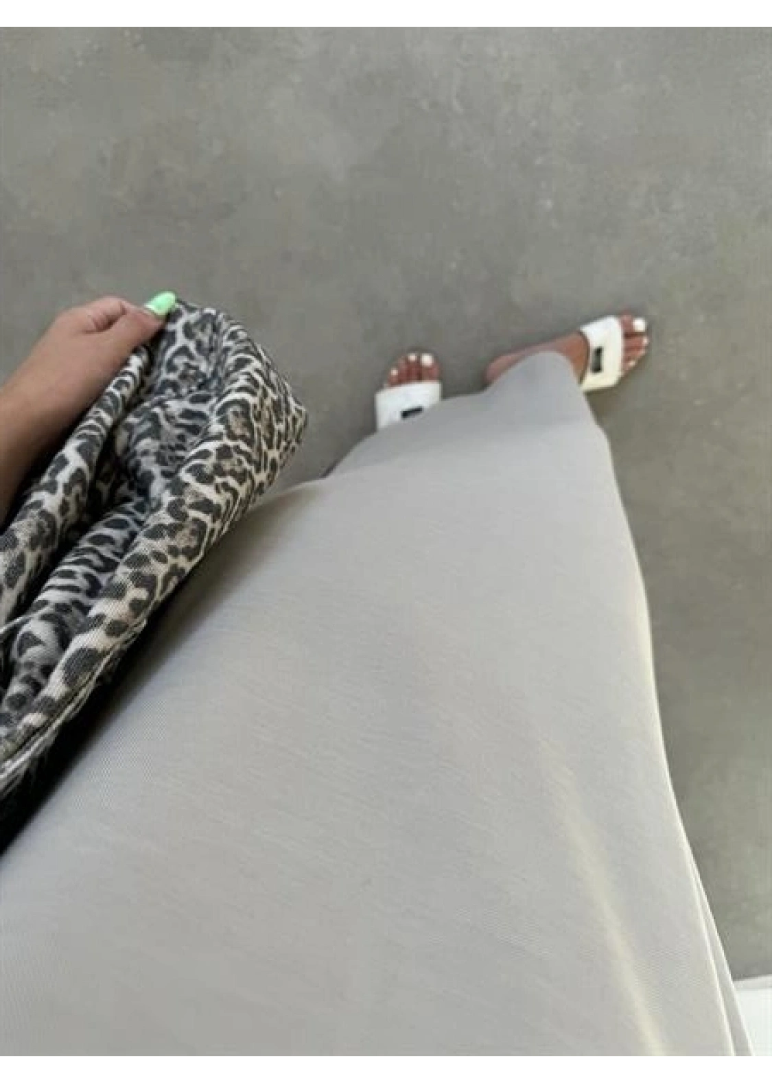 Oys Kumaş Likralı Basic Vizon Elbise